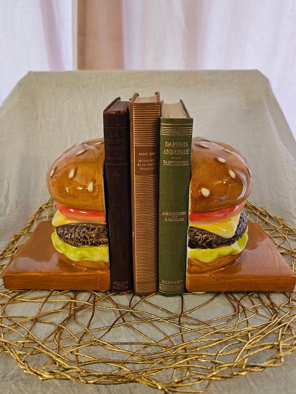 Adorable Ceramic Cheeseburger Bookends